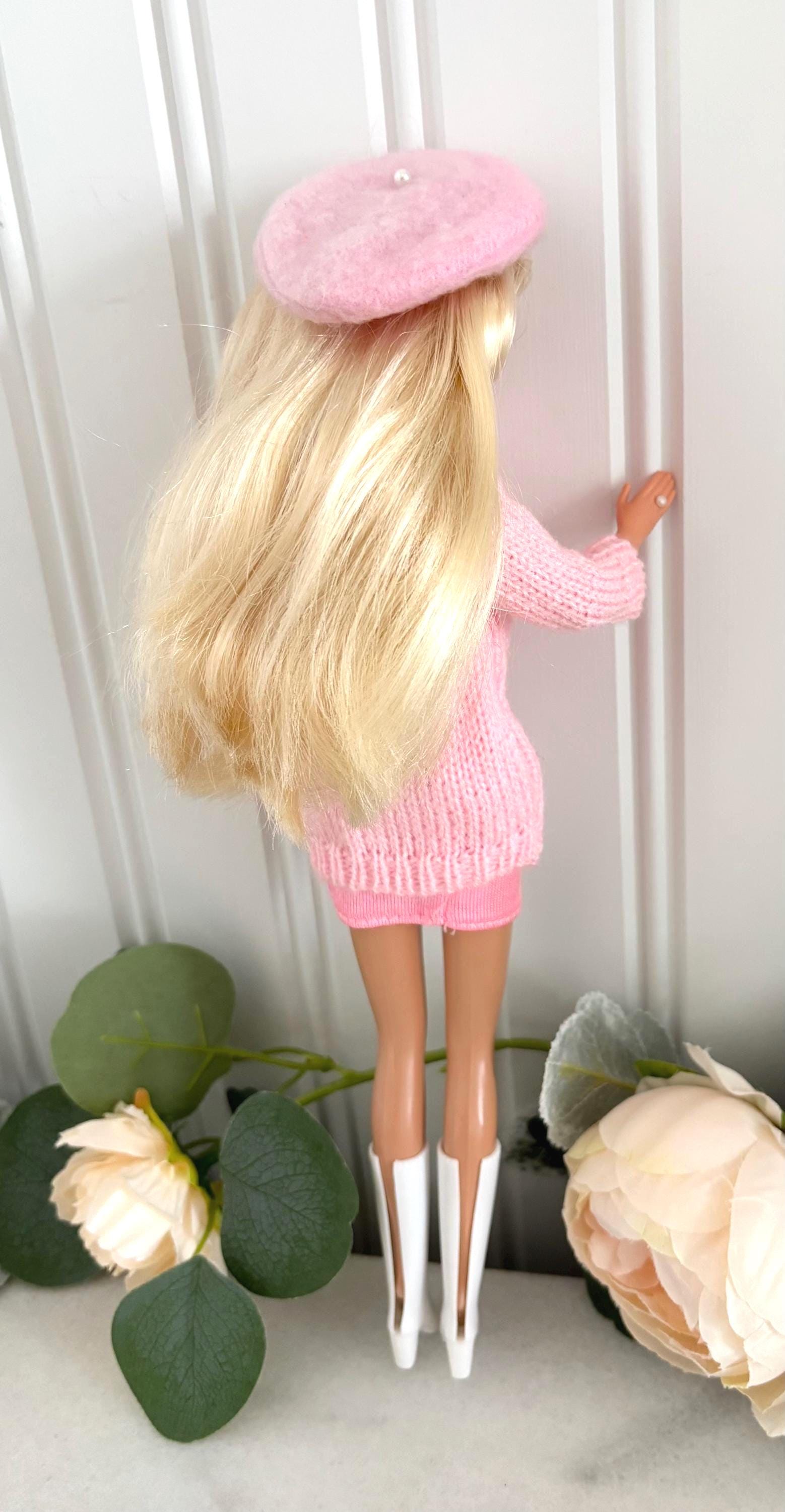 Vintage Pink Barbie Style Beret Hat Barbie Movie Pink Beret Hat Halloween for Women, Pink Beret  main image 4