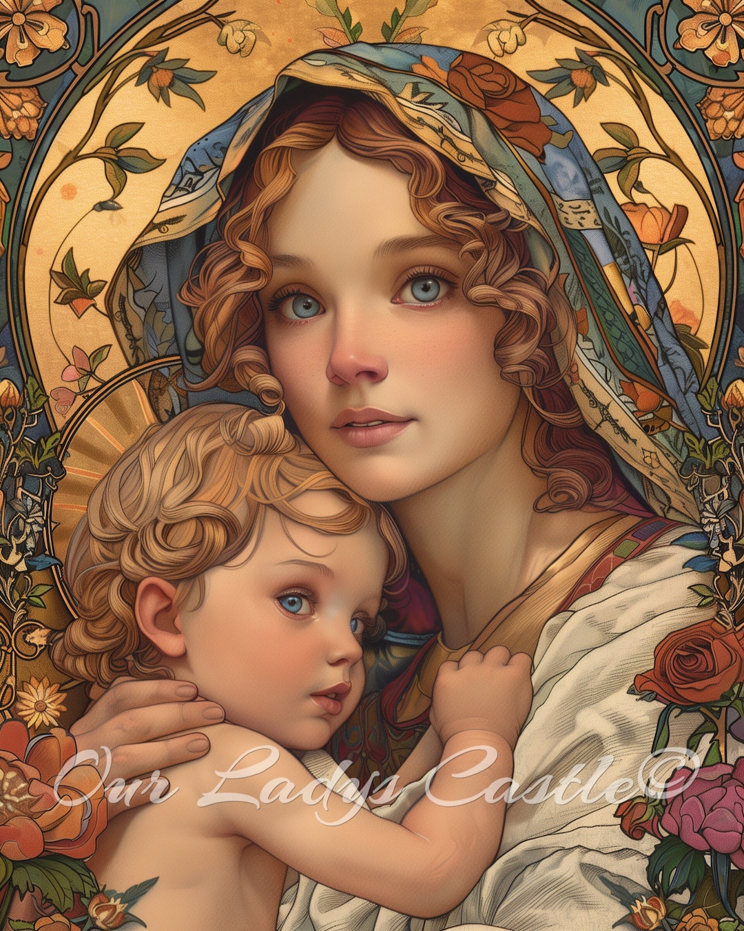 Icon Our Lady of Knock & Child Jesus Queen of Ireland Catholic Artwork