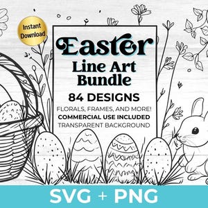 Easter SVG PNG Bundle, Bunny Clipart, Rabbit Cutting File, Happy Easter Digital Download, Spring Egg Design, Cute Cricut Sublimation