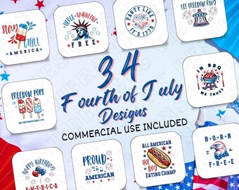 Patriotisches 4. Juli PNG Bündel | USA Unabhängigkeitstag Sublimationsdesigns (Digitaler Download)