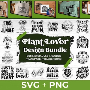 Pacote 42 Plant Lover SVG PNG - Citações espirituosas de plantas para designs de sublimação, clipart engraçado de jardinagem, SVGs de plantas da moda para camisetas e artesanatos