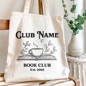 Customizable Book Club Tote Bag, Personalized Tote with Book Club Name, Book Lover Gift, Book Club Merch, Custom Canvas Bag for Readers