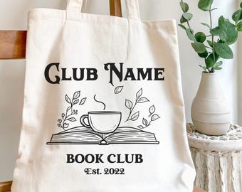 Customizable Book Club Tote Bag, Personalized Tote with Book Club Name, Book Lover Gift, Book Club Merch, Custom Canvas Bag for Readers
