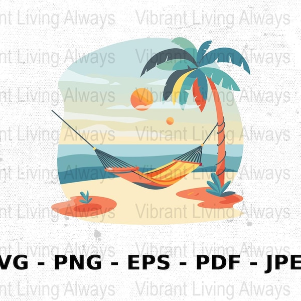 Beach Hammock PNG SVG Clipart, Perfect for Planners, Travel Marketing, Stickers, and Art, Use for Family Trip or World Travelers Gift