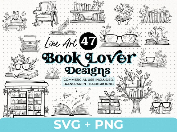 Book SVG PNG Bundle | Bookish Clipart Collection | Stack of Books, Open Book, Reading Quotes | Bookworm Digital Files for Cricut Silhouette