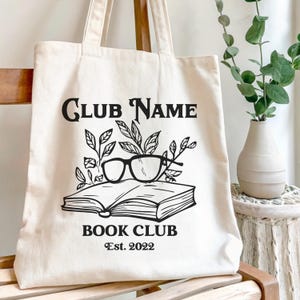 Custom Book Club Tote Bag, Personalized Tote with Book Club Name, Custom Canvas Bag, Book Club Gift, Book Lover Gift, Bookish Merch