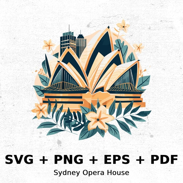 World Travel - SVG PNG Clipart Vector Graphic - Commercial Use for Wall Art, Shirts, and Print on Demand - Sydney Opera House