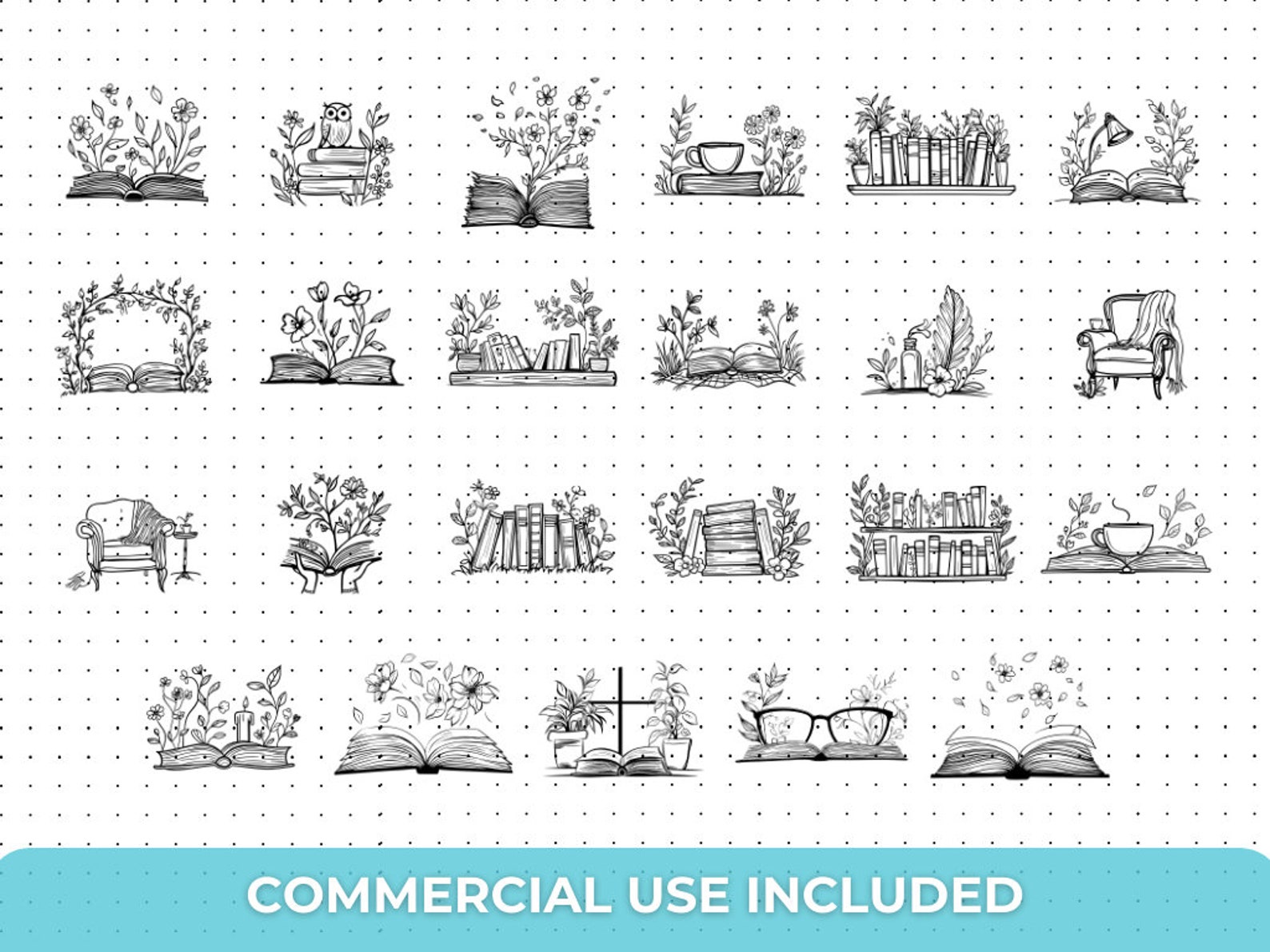 Book SVG PNG Bundle | Bookish Clipart Collection | Stack of Books, Open ...
