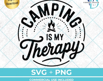 Funny Camping Therapy SVG Design | Camp Shirt Clipart (Digital Download)