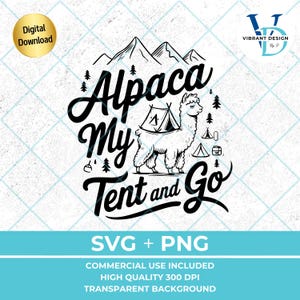 Diseño divertido de camiseta de campamento SVG / Decoración de campamento / Clipart de alpaca al aire libre / Refranes de fogata / Archivo PNG SVG para camisetas, bolsos y regalos
