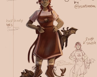 Arte de personajes personalizados, personajes originales dibujados a mano, personajes de D&D (archivo digital)