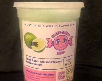 Lime Cotton Candy Floss, Gourmet Candy, 32 oz Tub