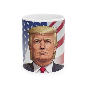 La tazza in ceramica Cartoon MAGA 2024 di Donald Trump rende l'America di nuovo grande ad ogni sorso!