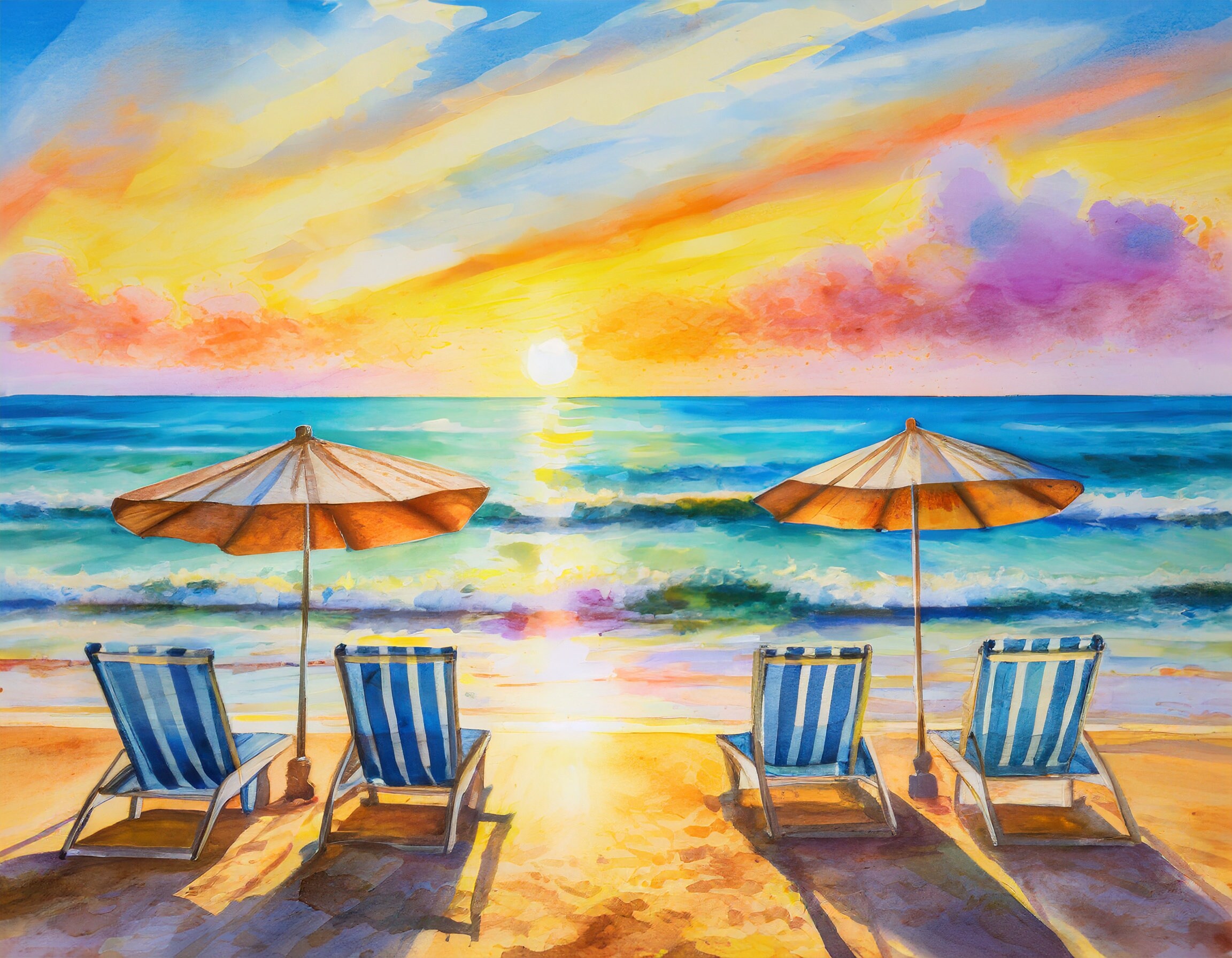 Umbrella Beach Scene UK