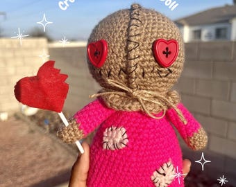 Effrayant mignon citrouille poupée au crochet - peluche fantasmagorique des bonbons ou un sort - peluche goth de la Saint-Valentin - amigurumi inspiré d'horreur - effrayant mignon fait main