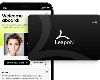 Leapon-Signaturkarte | Personalisierte Smart-Visitenkarte | NFC-Visitenkarte | Tippen Sie auf Karte | Premium-NFC-Visitenkarten