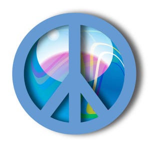 Fluid Blue Peace Sign Print: Ethereal Gradient Digital Art (Instant Download 24x24 JPEG File )