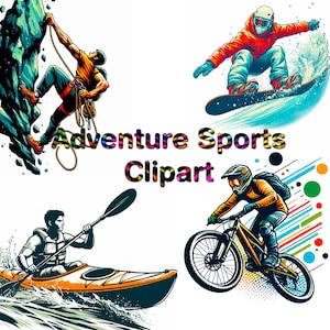 Clipart sports d'aventure, snowboard, kayak, escalade, paddle, clipart coureurs de quad