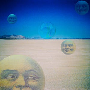 Moon Face Desert Dream | Surreal Celestial Digital Art | Whimsical Space Wall Decor | Instant Download