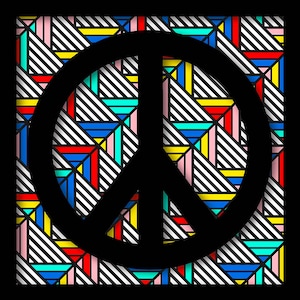 Peace Pop Art Abstract Print | Vibrant Geometric Wall Decor | Modern Retro Harmony Digital Art | Instant Download