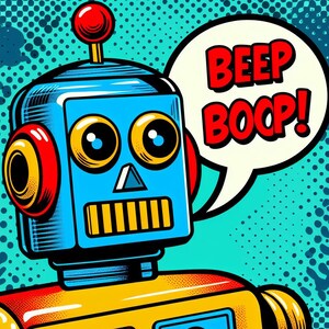 Retro Robot Pop Art Print | Cosmic Droid Vibrant Digital Art | Vintage Sci-Fi Wall Decor | Instant Download