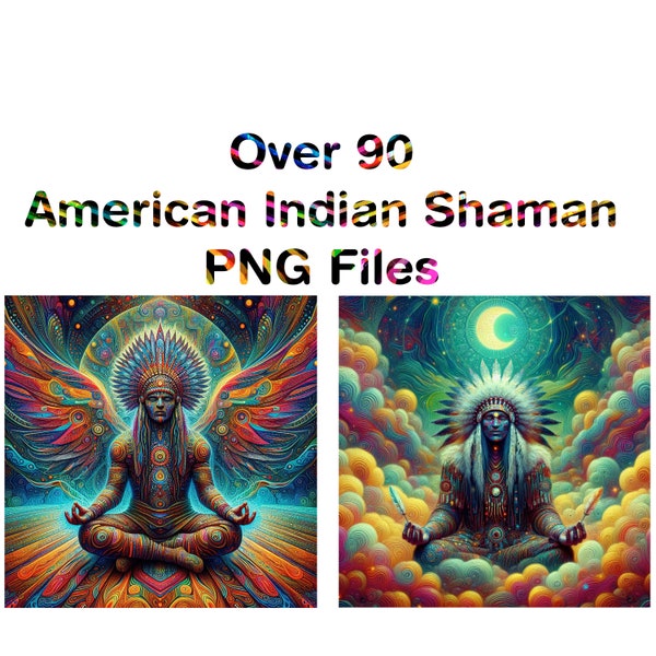 Psychedelic American Indian Shaman, Indian Spirit Guides, Medicine Man, Astral Guides PNG Files