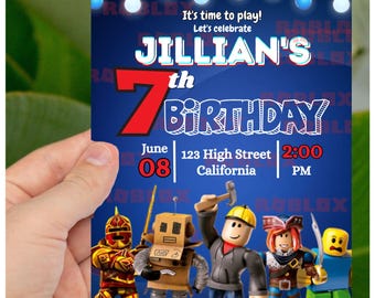 Invitación de cumpleaños de Roblox, invitación de cumpleaños editable, plantilla de invitación de cumpleaños imprimible