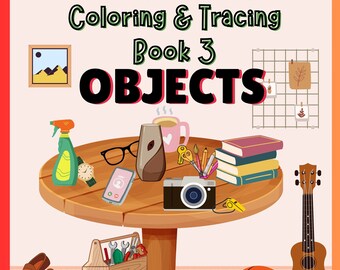 Páginas para colorear y calcar del alfabeto para niños - Libro para colorear de objetos para niños - Páginas para colorear y calcar de la A a la Z - Hojas de trabajo ABC