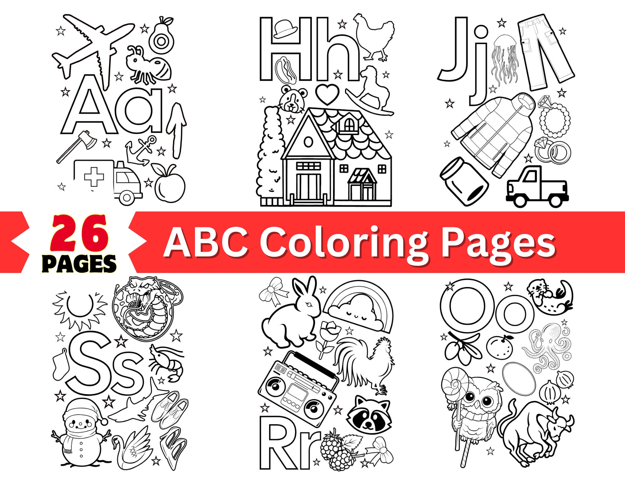 Coloring Pages - Printable - Alphabet - Worksheets - Etsy