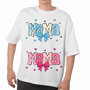 Mama Pink, Blue Leopard Print PNG, Cute Bow Mom Sublimation, Mother&#39;s Day Digital Download, Pink, Blue Heart Mom Clipart, PNG Sublimation