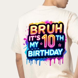 Sfondo Fotografico "Bruh It's My 10th Birthday" 1,5x2,1 M – Bianco E Nero Per Festa Di 10 Anni