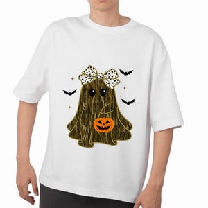 Camo Ghost PNG with Polka Dot Bow and Pumpkin, Cute Halloween Digital Download, Spooky Fall Sublimation Design for Shirts, PNG Sublimation