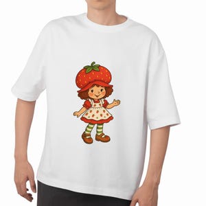 Vintage Strawberry Girl PNG, Retro Strawberry Shortcake Style Clipart, Cute Cartoon Girl, Cute Strawbetty Digital Download, PNG Sublimation