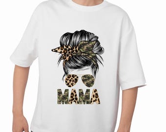 Messy Bun Mama PNG, Mama Sublimacja Pobieranie, Camo Leopard Sublimacja Wzory Pobieranie, Mom Life PNG, Messy Bun Design, PNG Sublimacja