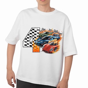 Racing Car Birthday Boy Png Sublimation, 4th Birthday Boy Png, Sport car birthday Png, 4 birthday, Fourth Birthday Png, Car PNG Sublimation