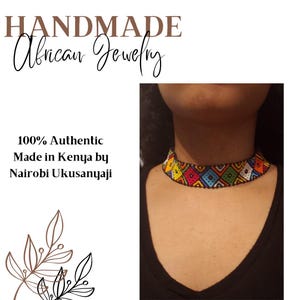 African Necklace Beaded Choker Style by Nairobi Ukusanyaji and Handmade