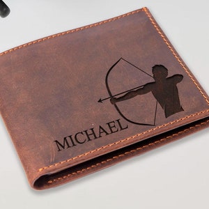 El mejor regalo de tiro con arco, billetera grabada para hombres, regalo para premios, regalo para el hermano atleta, regalo para competiciones de tiro con arco, el mejor regalo para hombres
