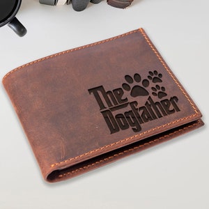 Cartera de papá perro, cartera personalizada para papá, regalo del día del padre, regalo de papá perro, regalo para el cumpleaños del padre, cartera de cuero grabada para hombre