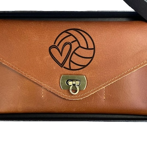 Cartera de regalo para jugadoras de voleibol, cartera de regalo para amantes de la coqueta, cartera de mujer personalizada, cartera hecha a mano, cartera de mujer de regalo de navidad
