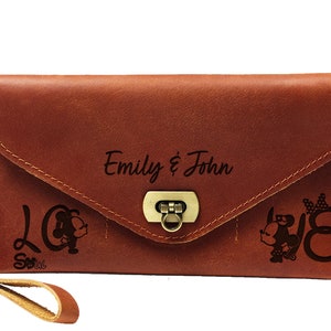 Cartera de cuero para mujer, regalo de San Valentín, cartera personalizada para mujer, cartera personalizada para regalar a una novia, cartera hecha a mano para una amiga