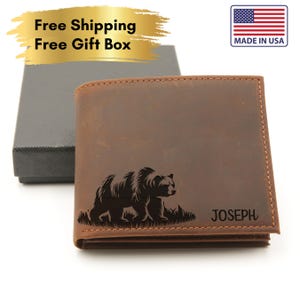 Cartera personalizada para hombre, regalo para él, ideal para el Día del Padre, cartera de cuero personalizada, regalo para abuelo y papá, regalo para esposo.