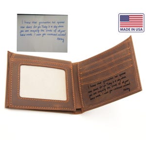 Regalo de graduación personalizado, billetera grabada para hombres, regalo para hermano, el mejor regalo para hombres, regalo de graduación personalizado, billetera de cuero para hombres,