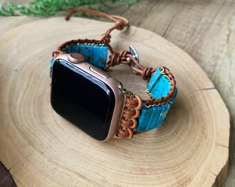 Turquoise Apple Watch Band, 38/45mm, Boho Bracelet Watch Strap, Apple Watch Accessories