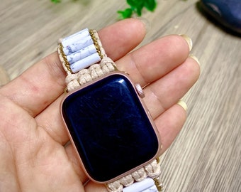 Cinturino per orologio Apple Howlite, bracciale per orologio con perline in pietra naturale, regalo