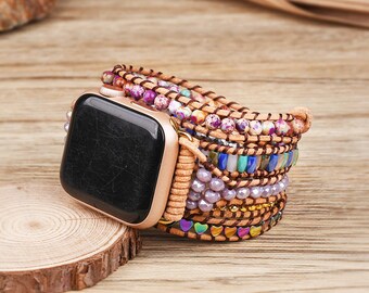 Bohemian Imperial Jasper, Apple Watch Strap, Gemstone Beads, Watch Band 38mm/45mm, Jaspers Beaded Bracelet