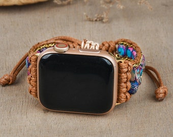 Boho Imperial Jasper Stone, Apple Watch Band, Handmade Watch Band, Beaded Bracelet, Women Healing Jewelry, Gift for Wife