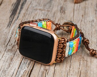 Bohemian Imperial Jasper, Apple Watch Strap Band, 38-45mm, Handmade Bracelet, Strap for Apple Watch Accessories