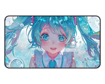 Alfombrilla de escritorio de Hatsune Miku: Alfombrilla de ratón para juegos de anime, regalo para otakus