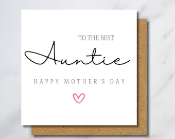 Auntie Mothers Day Card -  Card Auntie, To Her, Aunty Mothers Day Gift, Happy Mothers Day Auntie, Gift For Auntie