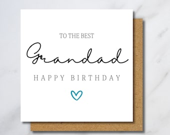 Grandad Birthday Card - Card For Grandad, To Him, Grandpa Birthday Gift, Happy Birthday Grandad, Gift For Grandad